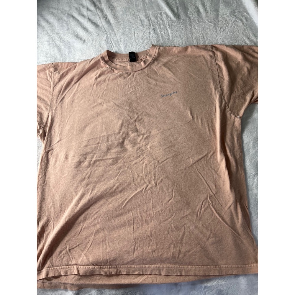 Serengetee Tultex Womens XL Peach Pink Short Sleeve Cotton Graphic T-Shirt Logo